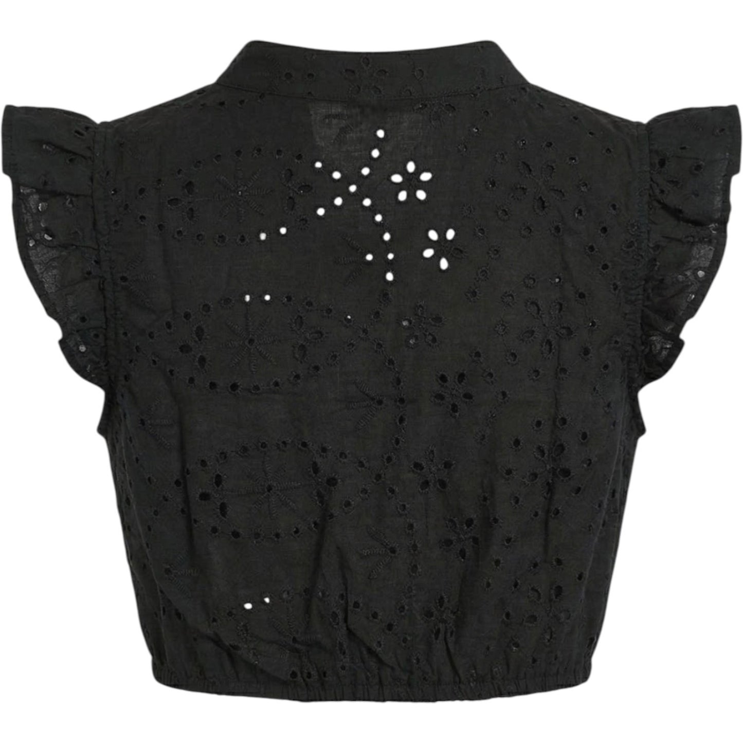 Black Seersucker Ruffle Sleeve Dirndl Blouse Marlene