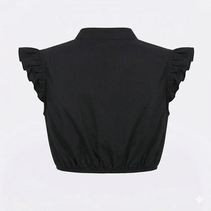 Black Ruffle Sleeve Dirndl Blouse Elsa