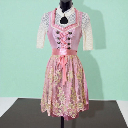 Pink Floral Lace Dirndl Dress Ingrid