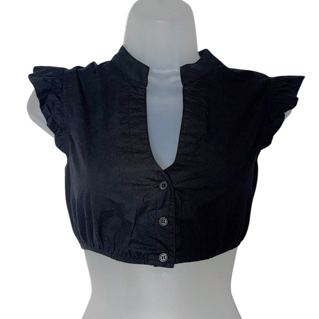Black Ruffle Sleeve Dirndl Blouse Elsa