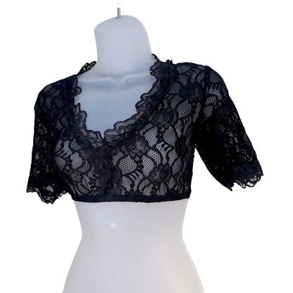 Black Lace V-Neck Crop Dirndl Blouse Lorelei