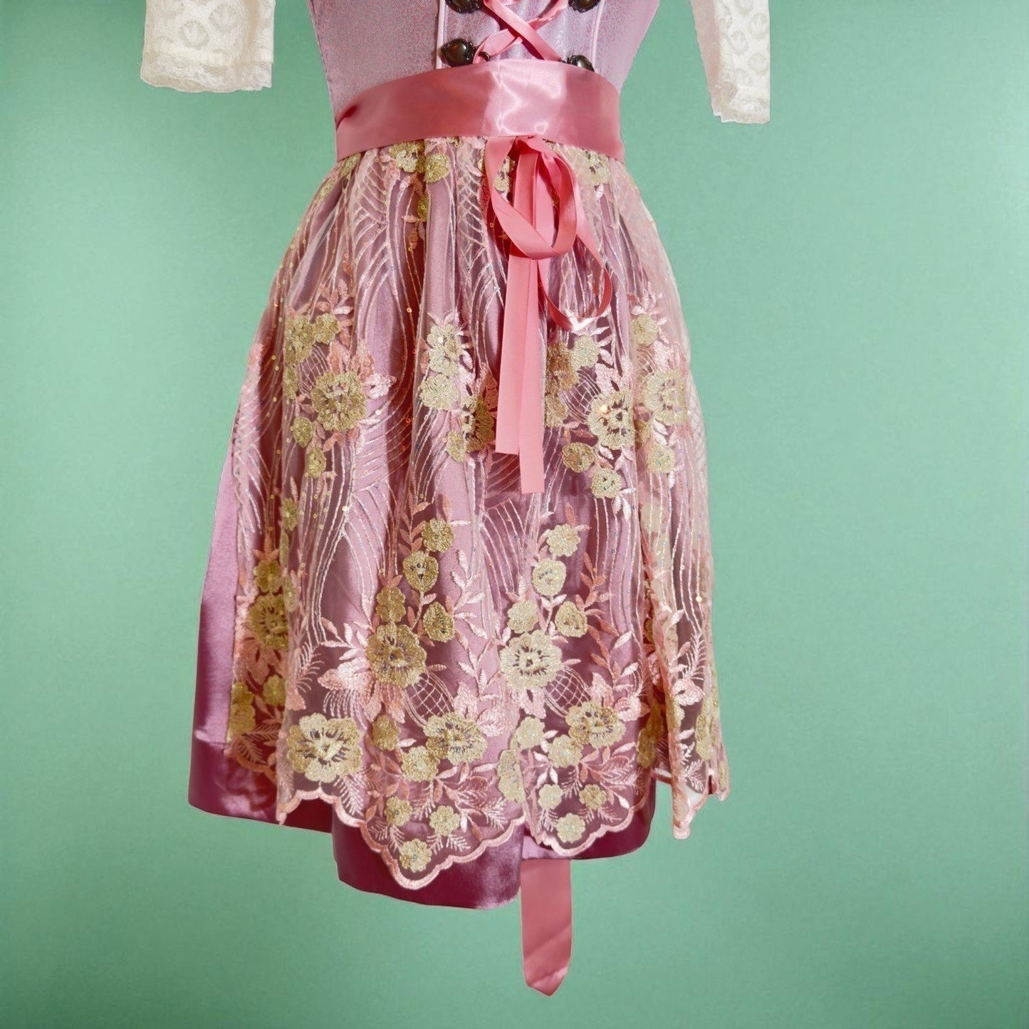 Pink Floral Lace Dirndl Dress Ingrid