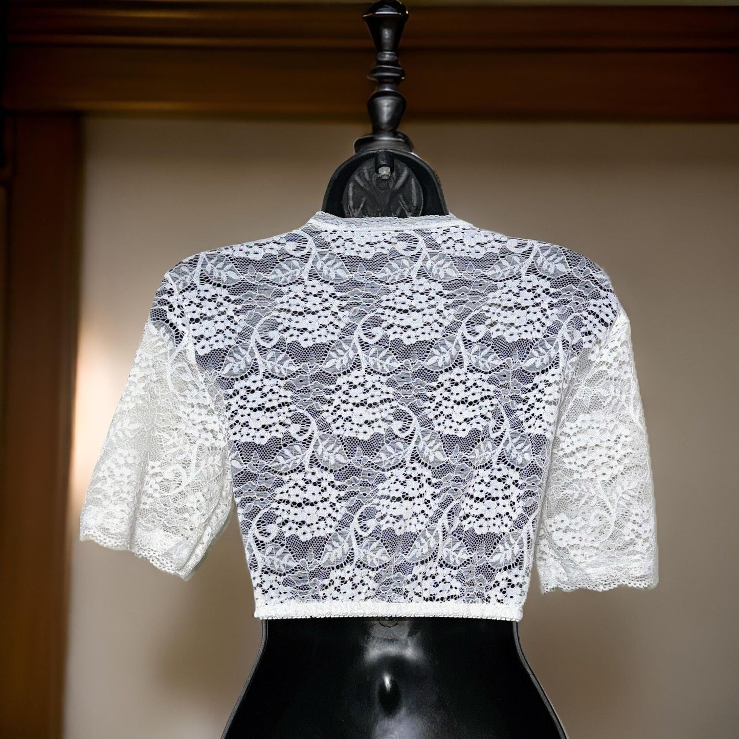 White Lace High Keyhole Dirndl Blouse Astrid