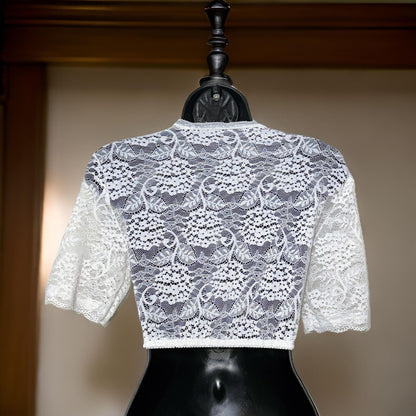 White Lace High Keyhole Dirndl Blouse Astrid