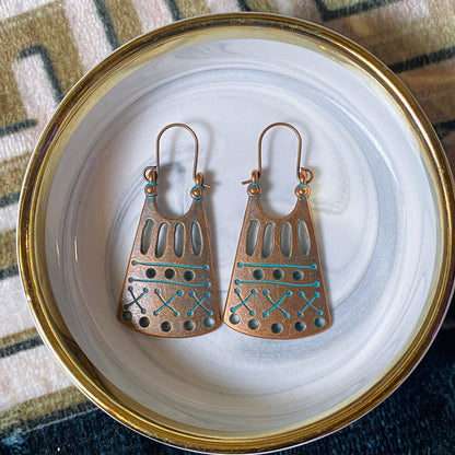 Turquoise Tribal Huggie Earrings