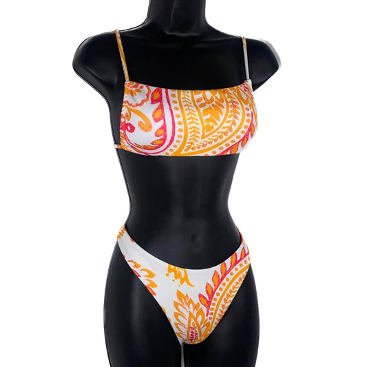 Paisley Print Square Neck Bikini