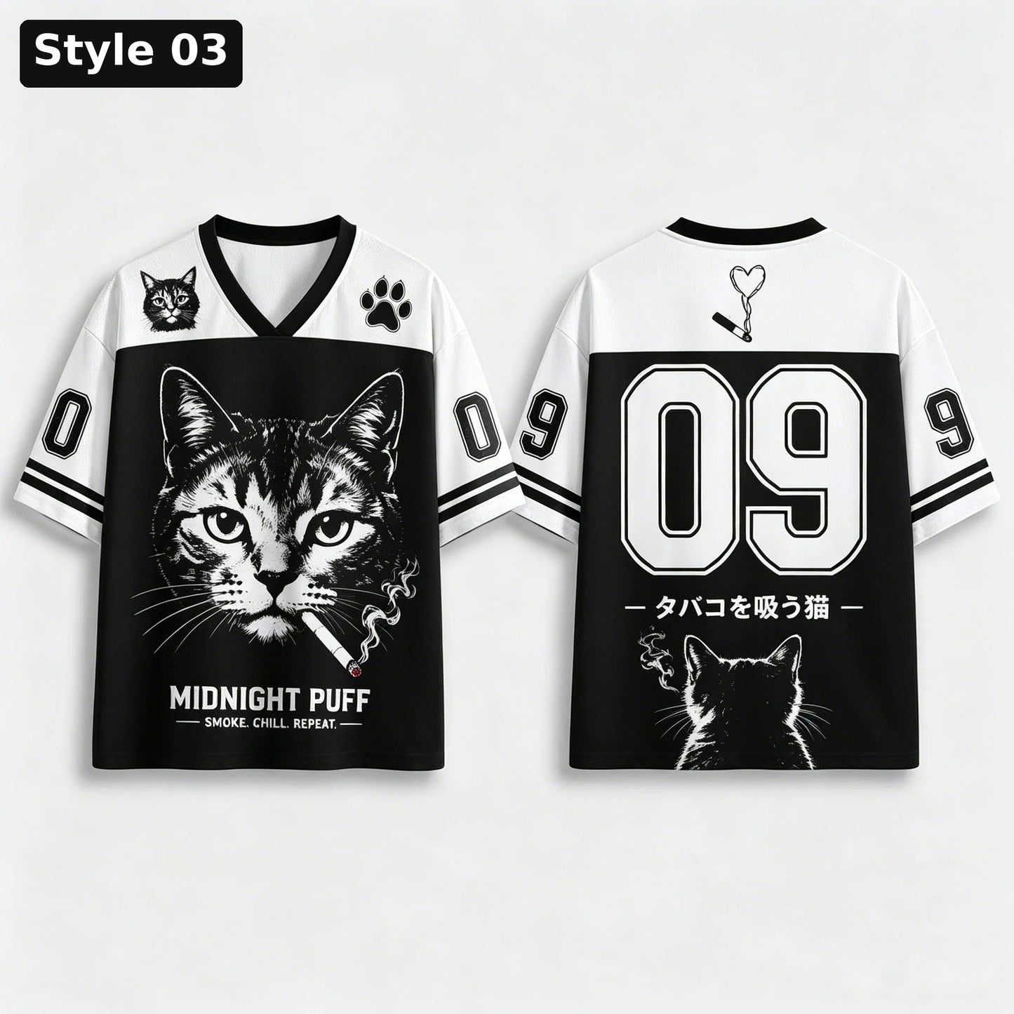 Style 03 midnight puff cat jersey
